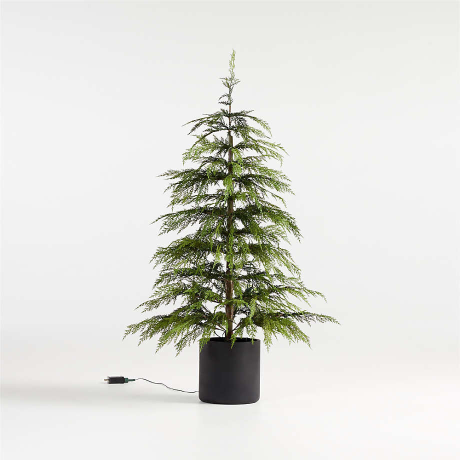 Faux Hemlock Pre-Lit LED Christmas Tree with White Lights 9' + Reviews | Crate & Barrel | Crate & Barrel