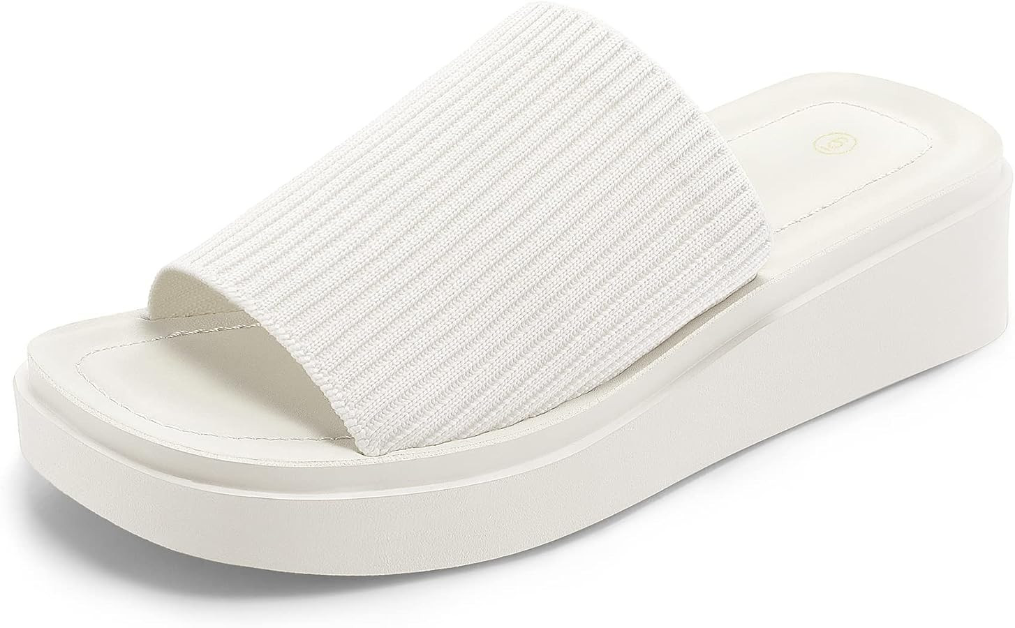 mysoft Women's 1.8 Inch Knit Platform Sandals Summer Slip On Open Toe Flatform Slide Sandals | Amazon (US)