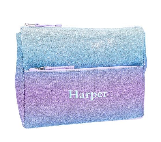 Mackenzie Lavender/Aqua Ombre Sparkle Glitter Supplies Pouch | Pottery Barn Kids