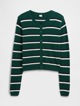 CashSoft Stripe Crewneck Cardigan | Gap Factory