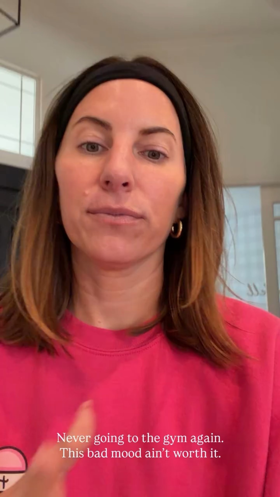 Never going to the gym again.
This bad mood ain’t worth it.