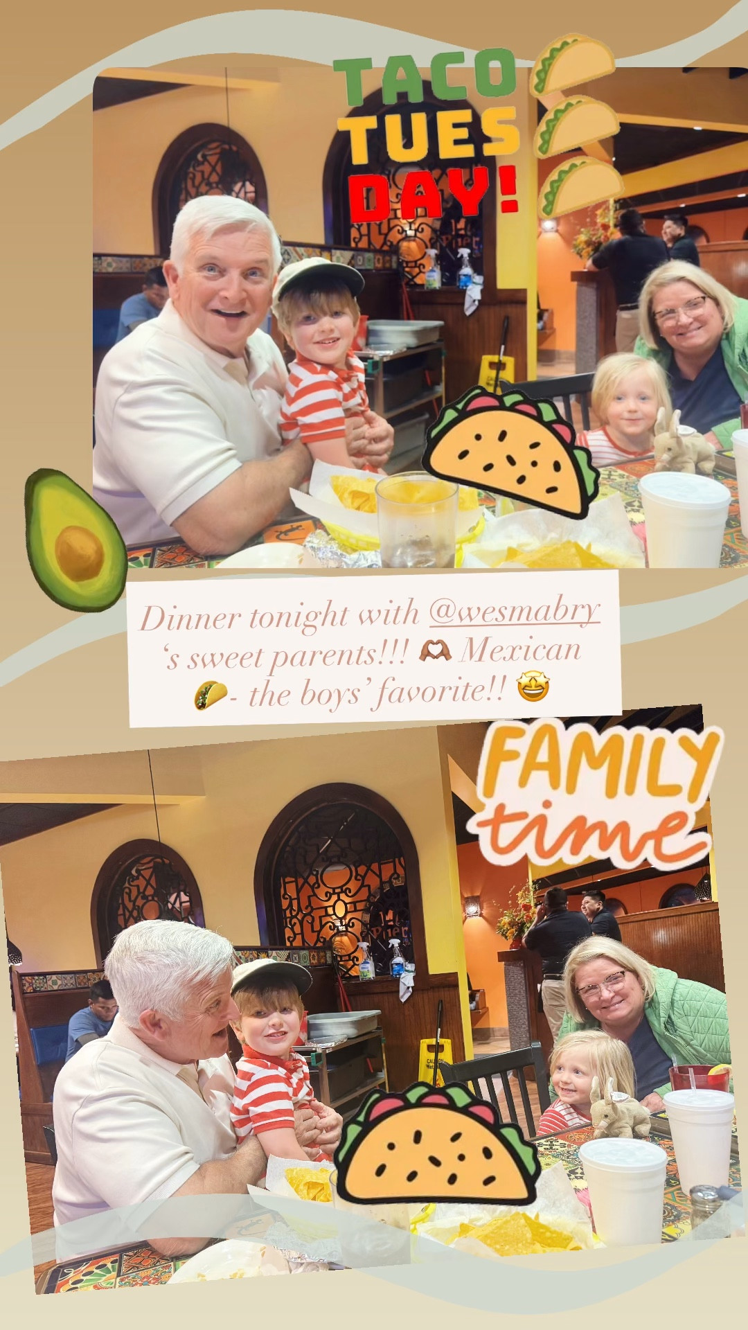 Taco Tuesday tonight with Wes’ sweet parents!!! 🌮taco
