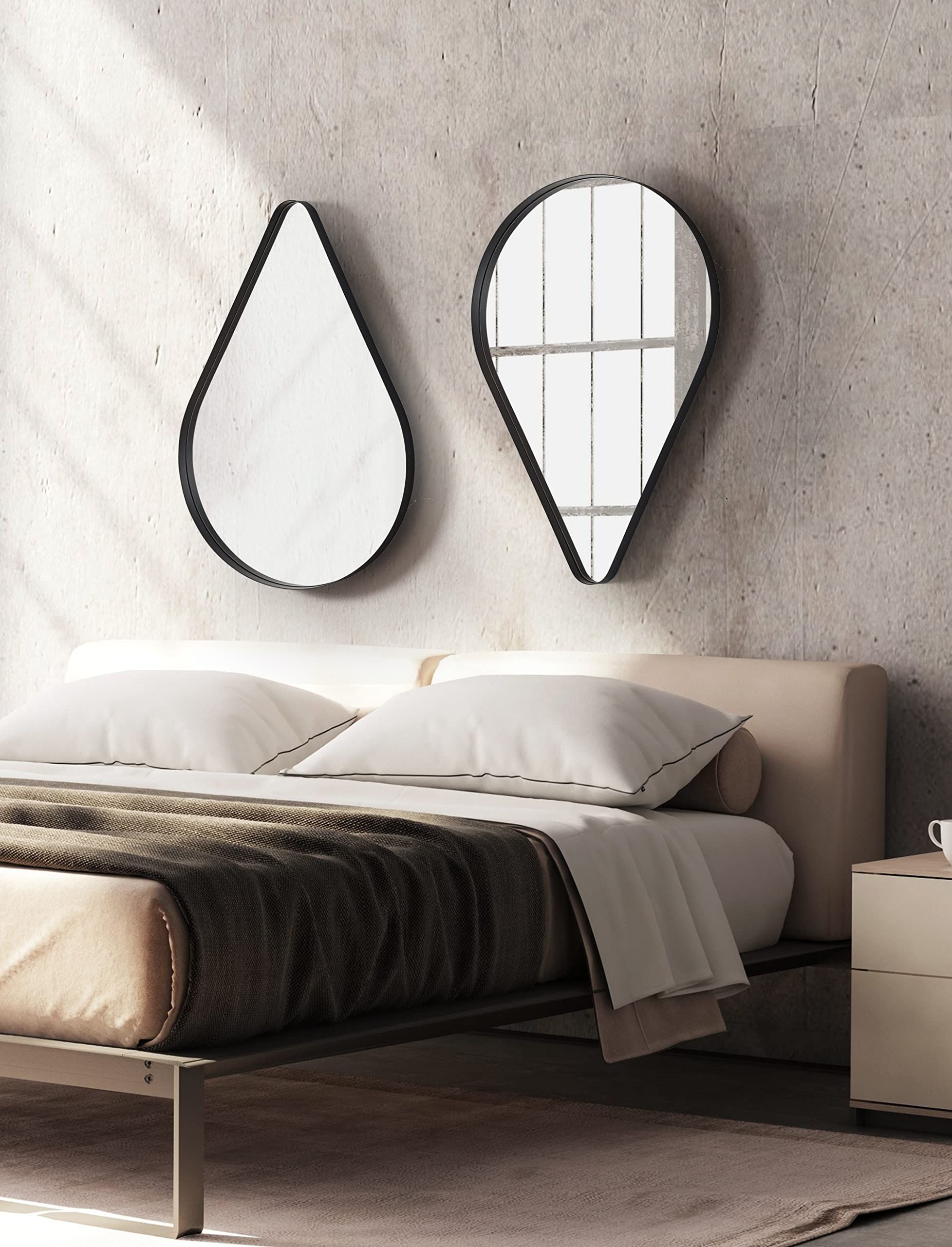 Mirrace Irregular Wall Mirror | Modern Beveled Teardrop Blop Mirror | Asymmetrical Steel Framed M... | Amazon (US)