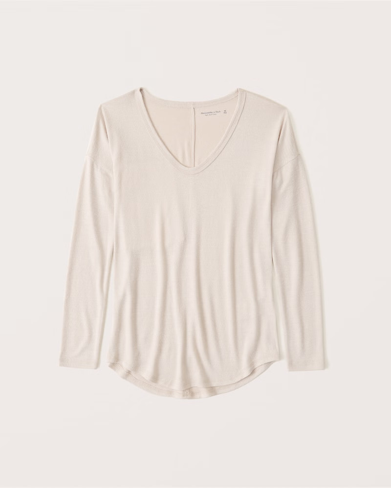 Women's Cozy Long-Sleeve V-Neck Legging Tee | Women's New Arrivals | Abercrombie.com | Abercrombie & Fitch (US)