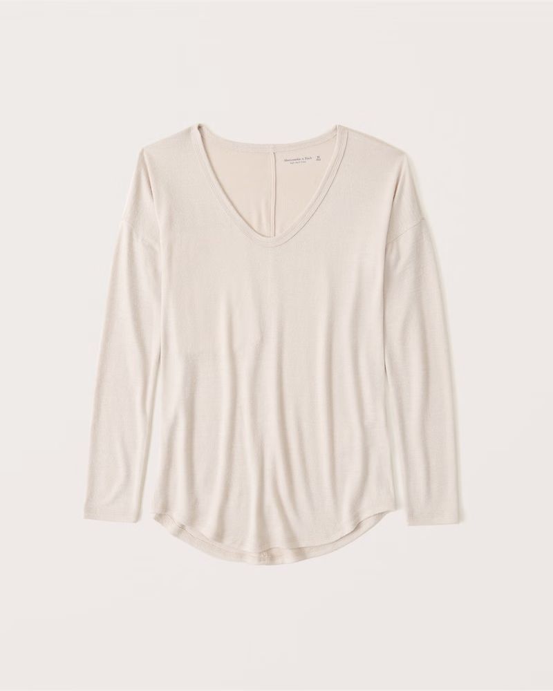 Women's Cozy Long-Sleeve V-Neck Legging Tee | Women's New Arrivals | Abercrombie.com | Abercrombie & Fitch (US)