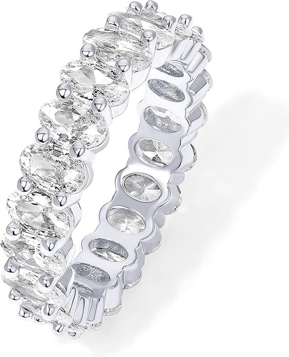 PAVOI 14K Gold Plated Rings - Oval Cubic Zirconia Love Ring and Eternity Ring - 5mm Stackable for... | Amazon (US)