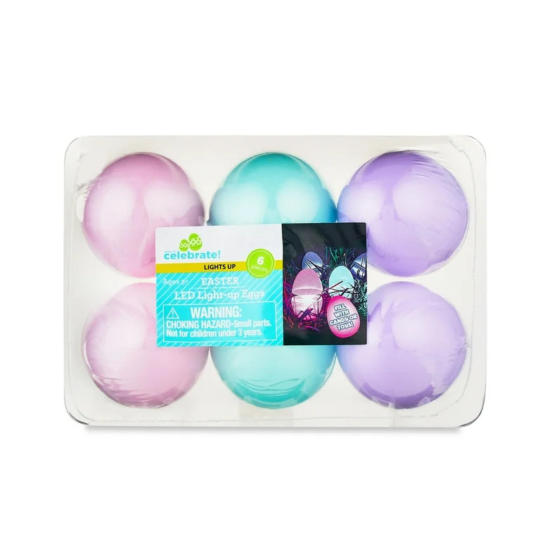 Easter LED Light-up Pastel Easter Eggs, 6 Count, by Way To Celebrate | Walmart (US)