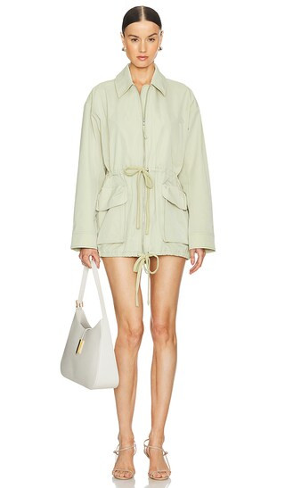 Tech Gabardine Parka Jacket in Light Olive | Revolve Clothing (Global)