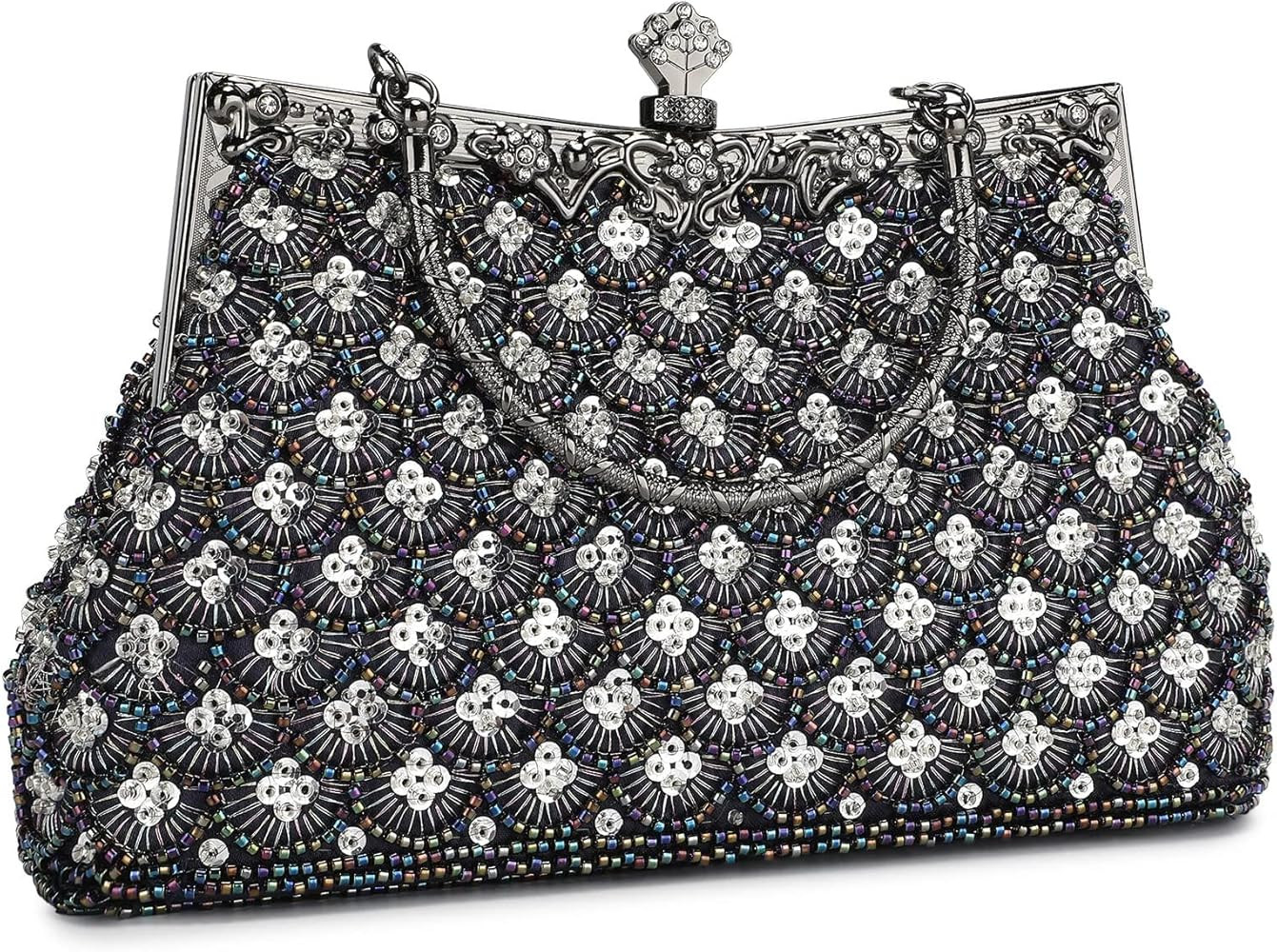 UBORSE Women Vintage Floral Beaded Rhinestone Embroidery Clutch Evening Handbag Wedding Party Pur... | Amazon (US)