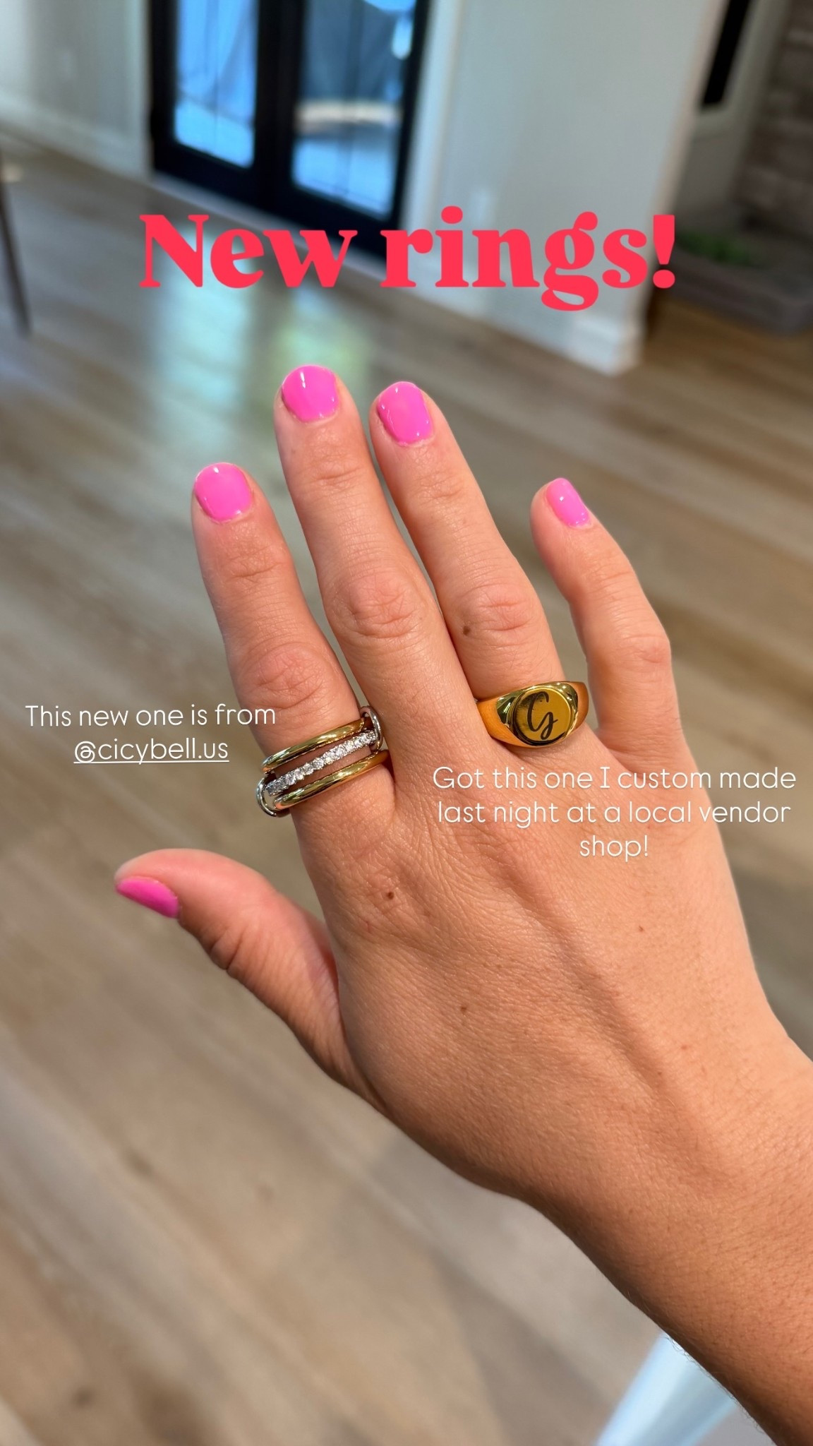 This new one is from @cicybell.us  New rings!  Got this one I custom made last night at a local vendor shop!