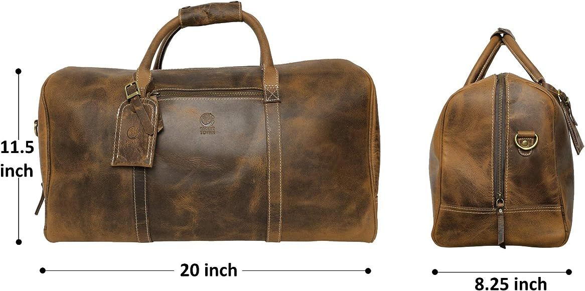 Leather Carry On Bag - Holdall Airplane Underseat Travel Duffel Bags by Rustic Town | Amazon (UK)