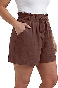 OLRIK Womens Plus Size Shorts High Waisted ElasticTie Knot Casual Summer Comfy Flowy Beach Shorts... | Amazon (US)