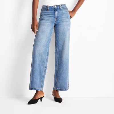 Women's Mid-Rise Wide Leg Jeans - Future Collective Medium Wash | Target