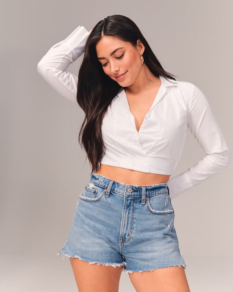 Women's Curve Love High Rise Mom Shorts | Women's Bottoms | Abercrombie.com | Abercrombie & Fitch (US)