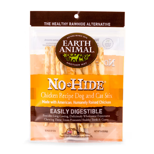 Earth Animal No-Hide Stix Chicken Recipe Natural Long-Lasting Rawhide Alternative Dog & Cat Chews... | Petco