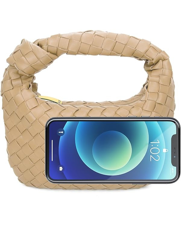 Woven Handbag for Women, Woven Knotted Handbag Clutch Purse Soft Leather Shoulder Bag Mini Ladies... | Amazon (US)