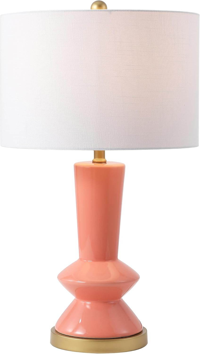 JONATHAN Y 27" Coral/Gold Painting Modern Ceramic Table Lamp for Bedroom Living Room, with White ... | Amazon (US)