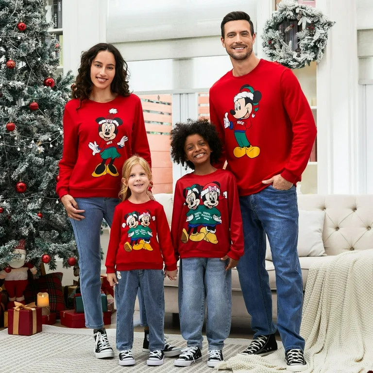 Disney Mickey Womens Graphic Sweatshirts Minnie Family Christmas Matching Sets Pullover Ugly Swea... | Walmart (US)