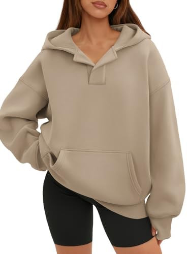 ATHMILE Oversized Hoodies for Women Fashion V Neck Pullover Sweatshirts with Thumb Hole Y2k Cloth... | Amazon (US)