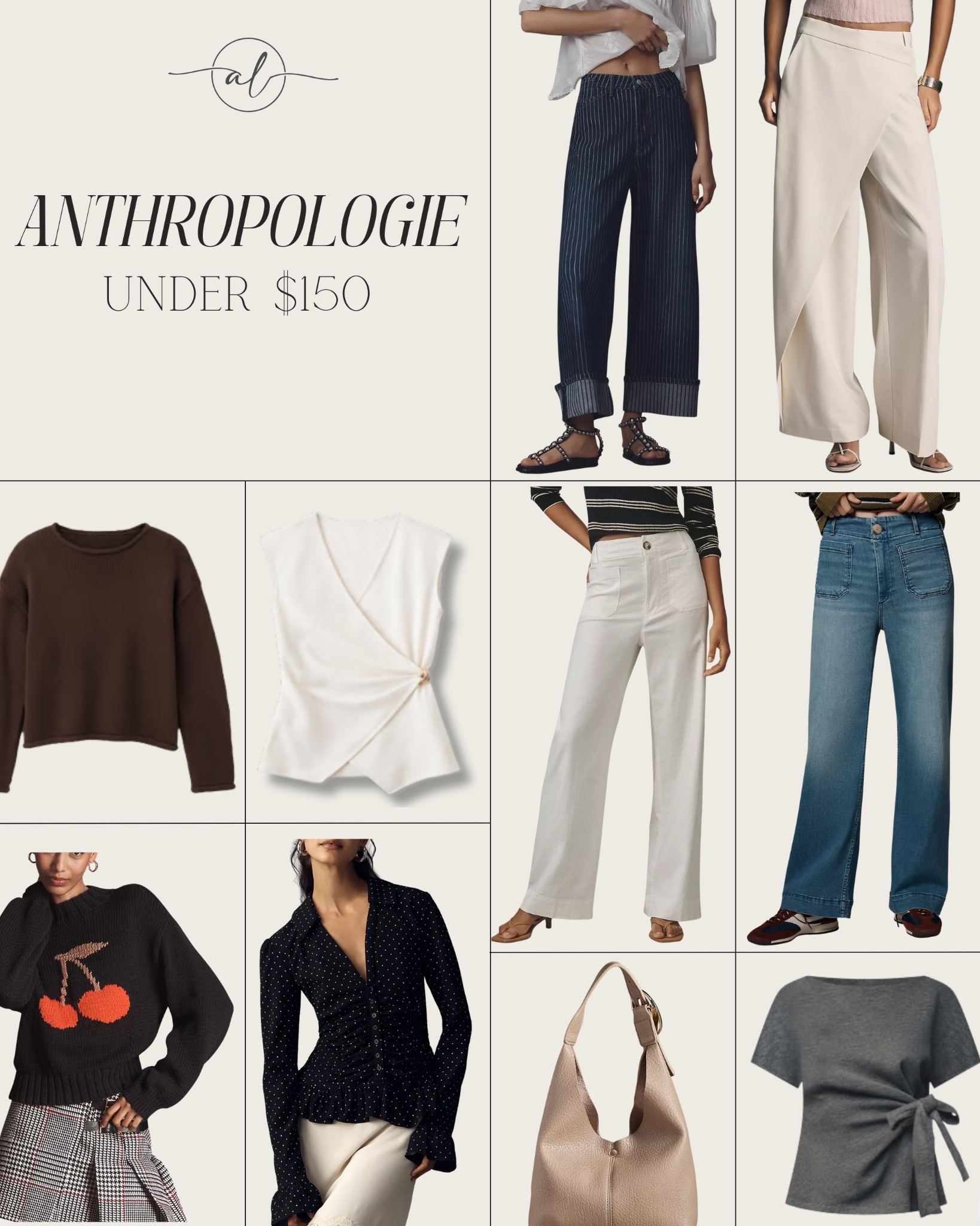 Anthropologie under $150 
Spring outfits 
Casual chic outfit 
Jeans, bottoms, tops, sweaters, accessories 

#LTKSeasonal #LTKU #LTKootd