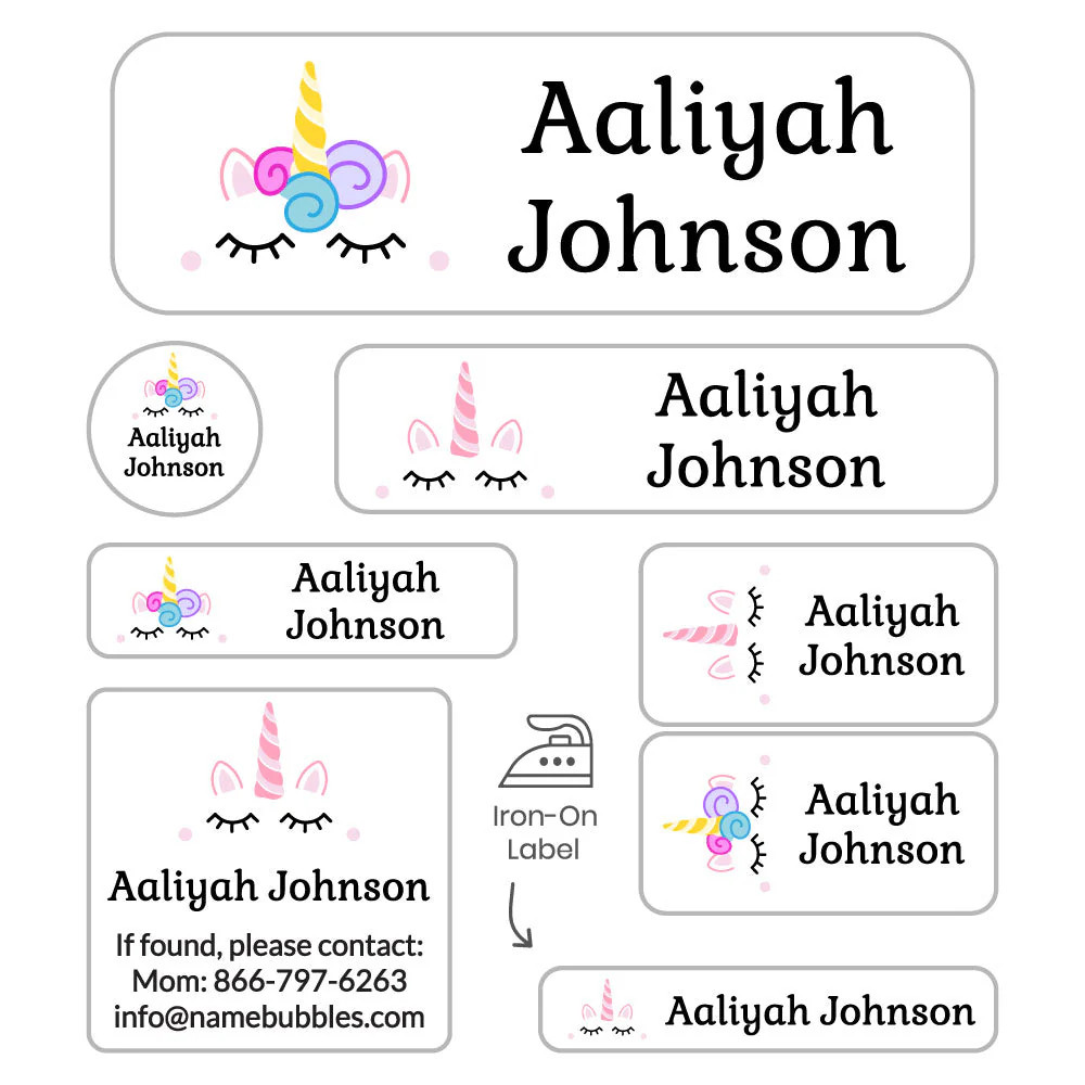 Unicorn Sleepaway Camp Labels Pack | Name Bubbles