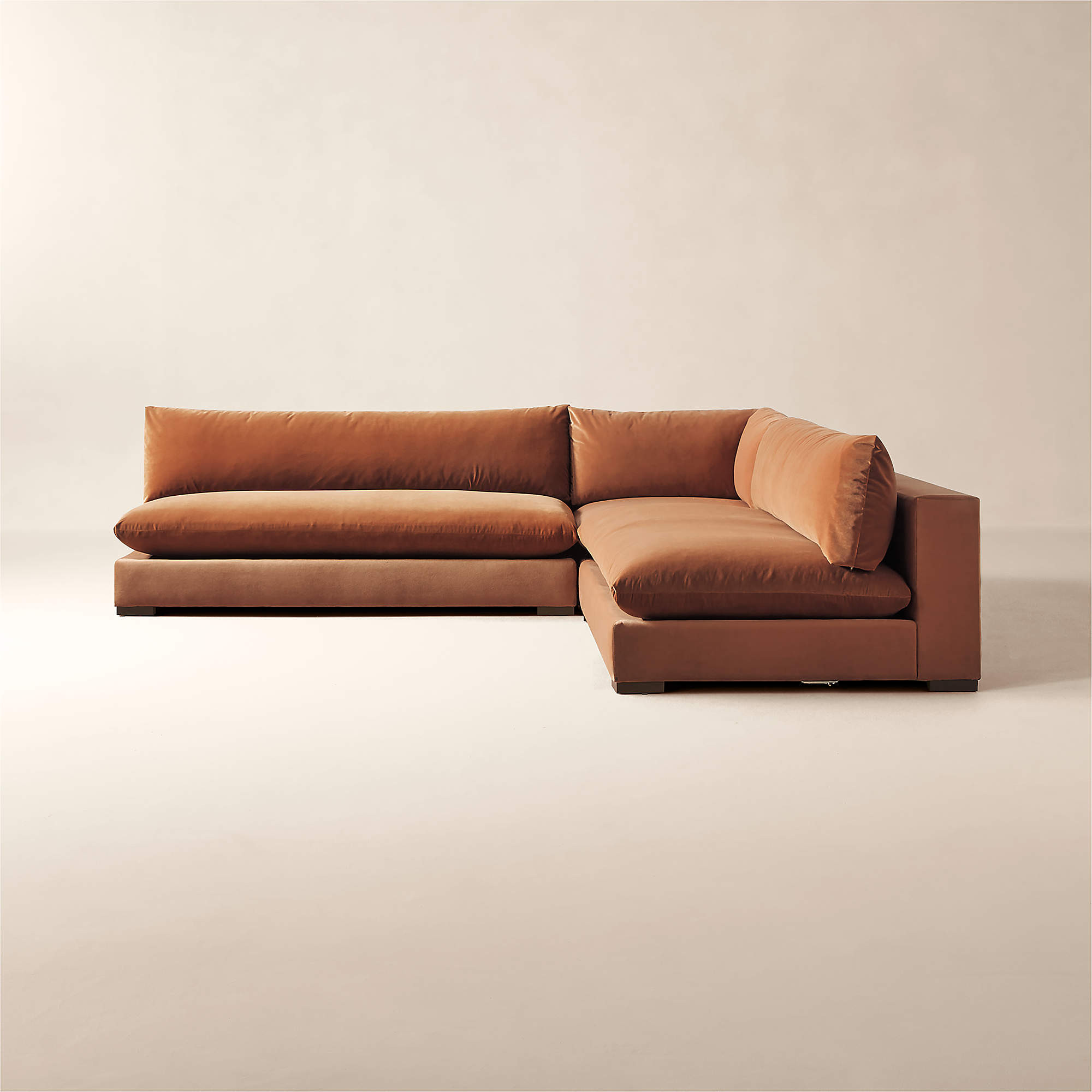 Deseo 3-Piece Modular Copper Brown Performance Velvet Sectional Sofa | CB2 | CB2