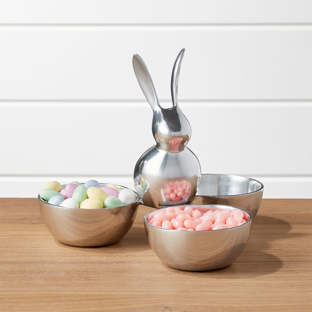 Aluminum Easter Bunny 3-Part Server | Crate & Barrel