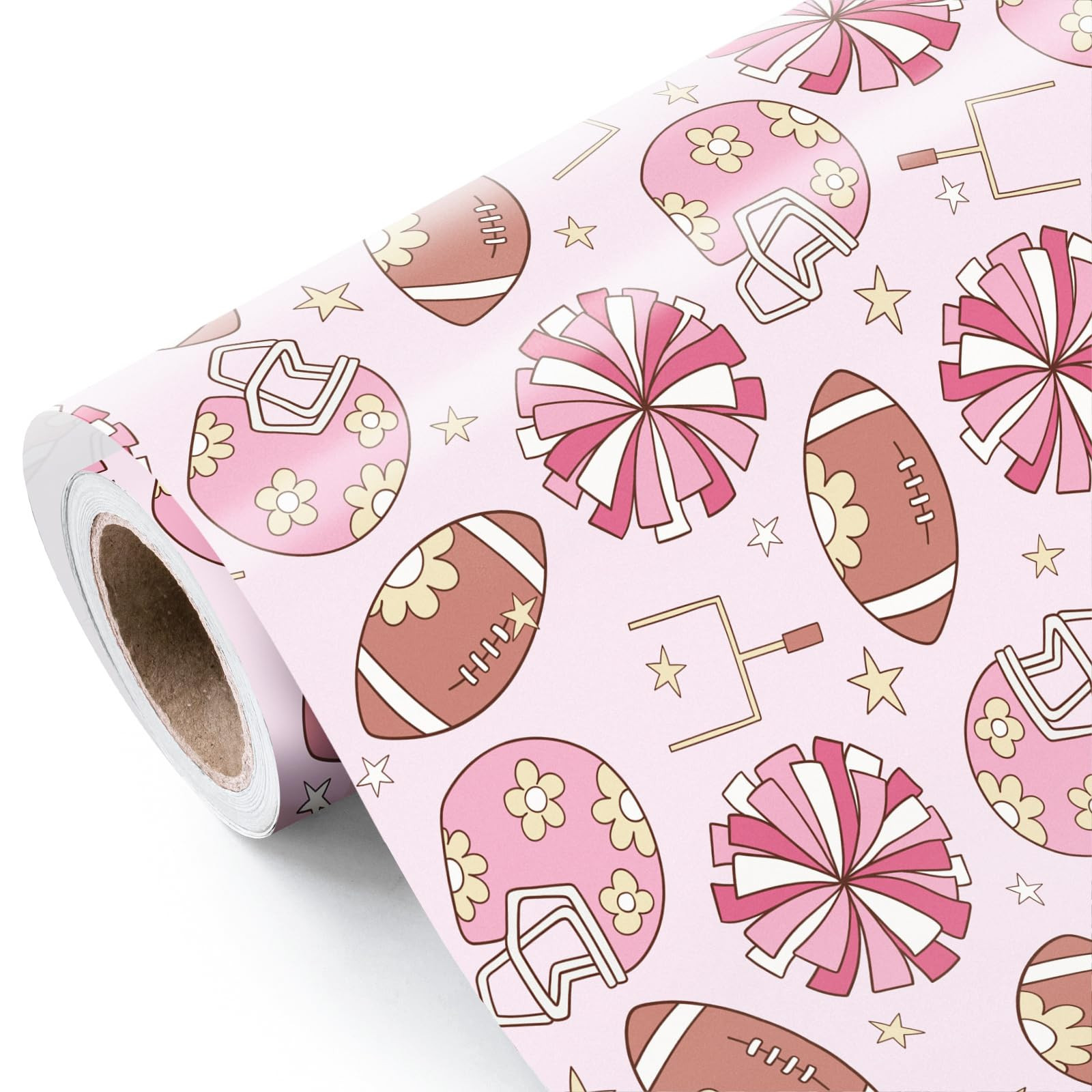 WRAPAHOLIC Football Wrapping Paper Roll - Mini Roll - 17 Inch x 16.5 Feet - Pink Football Girl Wr... | Amazon (US)