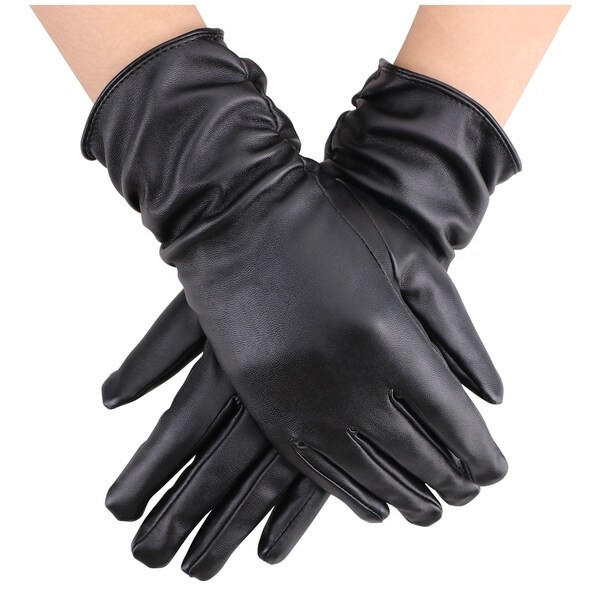 Women Faux Leather Winter Warm Thermal Lining Gloves, Black | Bed Bath & Beyond
