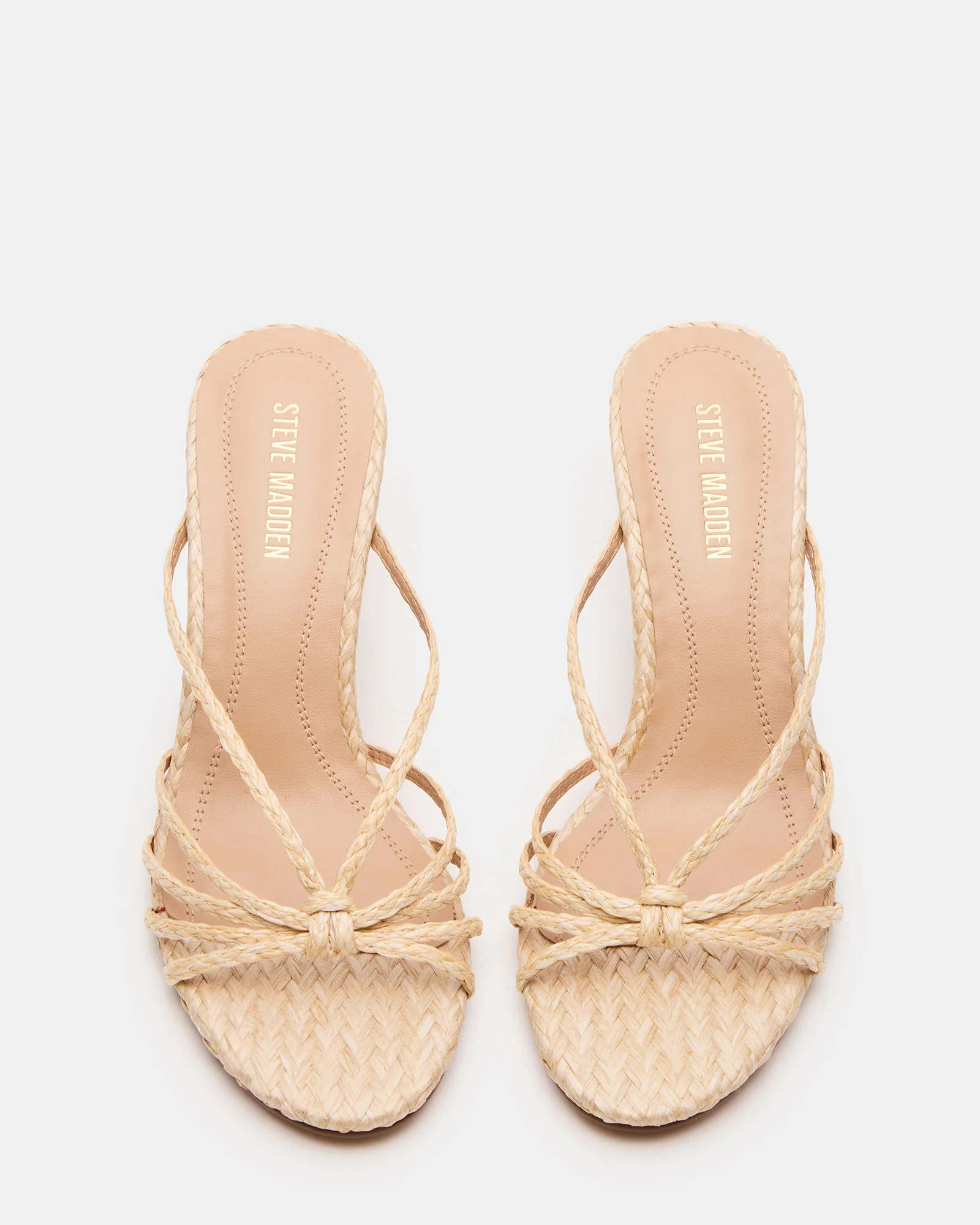 EDNA Natural Raffia Strappy Mule Women's Heel | Steve Madden (US)