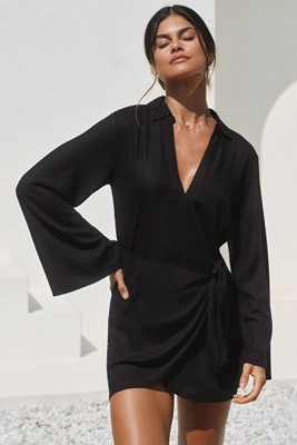 LSPACE Las Palmas Long-Sleeve Wrap Mini Dress | Anthropologie (US)