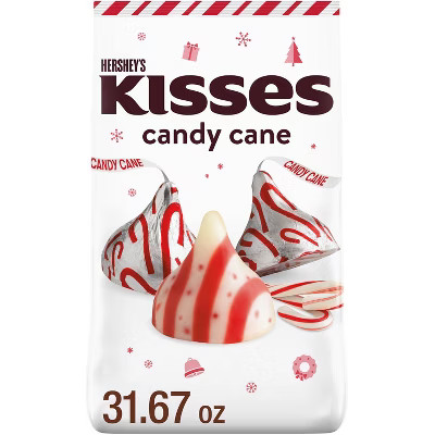 HERSHEY'S KISSES Christmas Chocolate Candy Cane Flavored Candy Bulk Bag - 31.67oz | Target