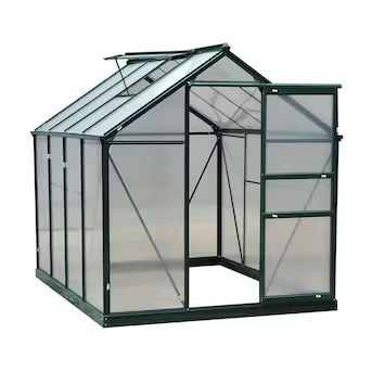 Outsunny 6-ft L x 8-ft W x 7-ft H Dark Green Frame, Clear Covers Greenhouse | Lowe's