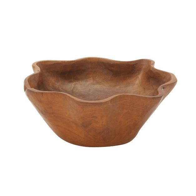 6" x 14" Natural Brown Teak Wood Bowl Brown - Olivia & May | Target