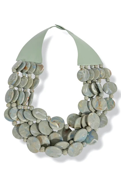Tessa Sage Marble Disk Bead Statement Necklace | The Willow Tree