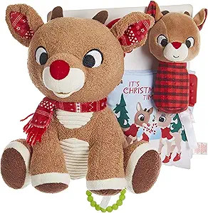 KIDS PREFERRED Rudolph The Red-Nosed Reindeer Set with Stuffed Animal, Plush Rattle, & Crinkle Te... | Amazon (US)