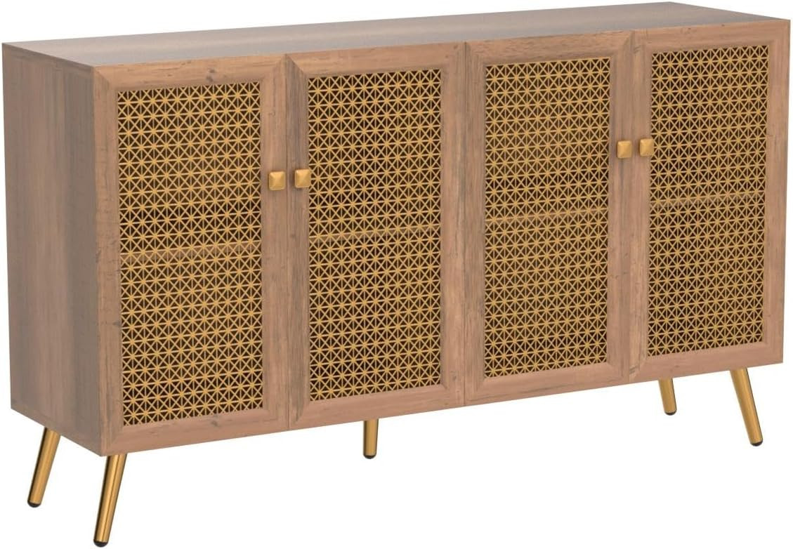 EDYO LIVING 63" Metal Decorative Sideboard Buffet Cabinet with LED Light, Large Storage Accent Ca... | Amazon (US)