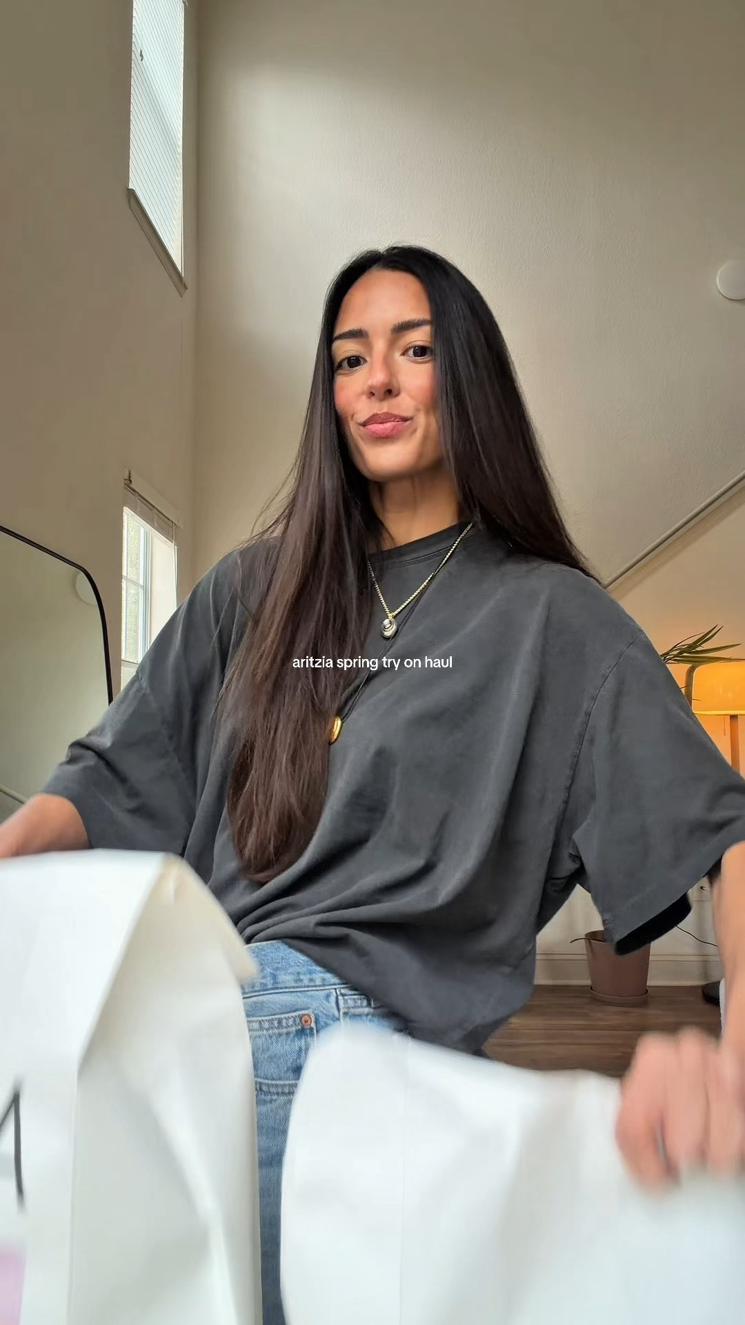 @Aritzia spring try on! wearing a size 26 in the jeans, small in the shorts & trench coat, medium in the leather jacket & cashmere striped top, small in the sports bra & 4 in the leggings! 
- also linked the tshirt & jeans i’m wearing! 

#LTKNYFW #LTKootd #LTKdayinmylife