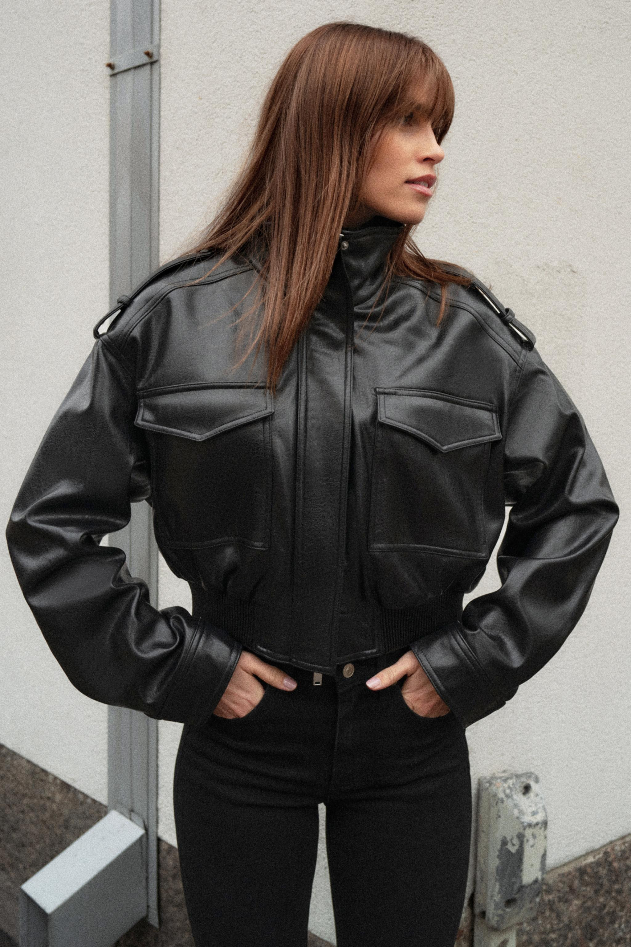 FAUX LEATHER JACKET WITH TABS | Zara US