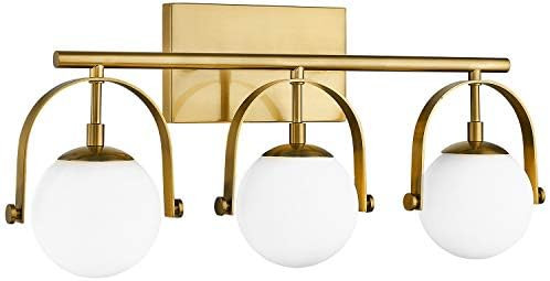 Modern Bathroom Vanity Light Fixtures, 3-Light Bathroom Light Fixtures in Gold Finish with Froste... | Amazon (US)