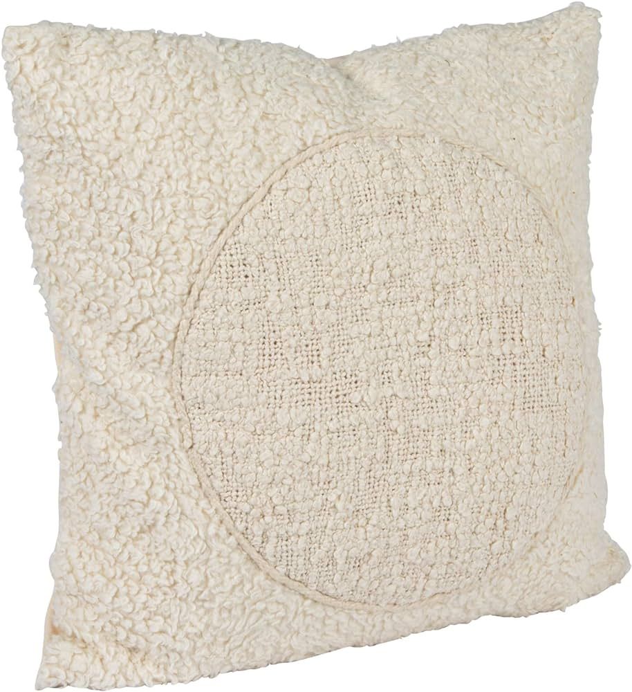 Bloomingville Modern Cotton Sherpa Throw Stitched Circle, Ivory Pillow | Amazon (US)