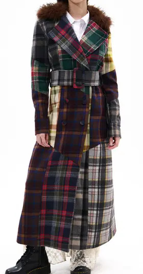 Cadault Plaid Patchwork Trench Coat | Nordstrom
