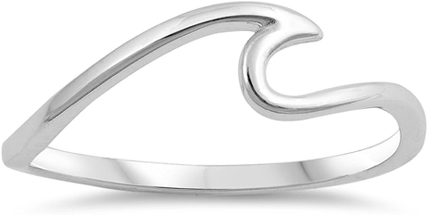 Wave Sea Ocean Thin Swirl Thumb Ring New .925 Sterling Silver Band Sizes 3-13 | Amazon (CA)