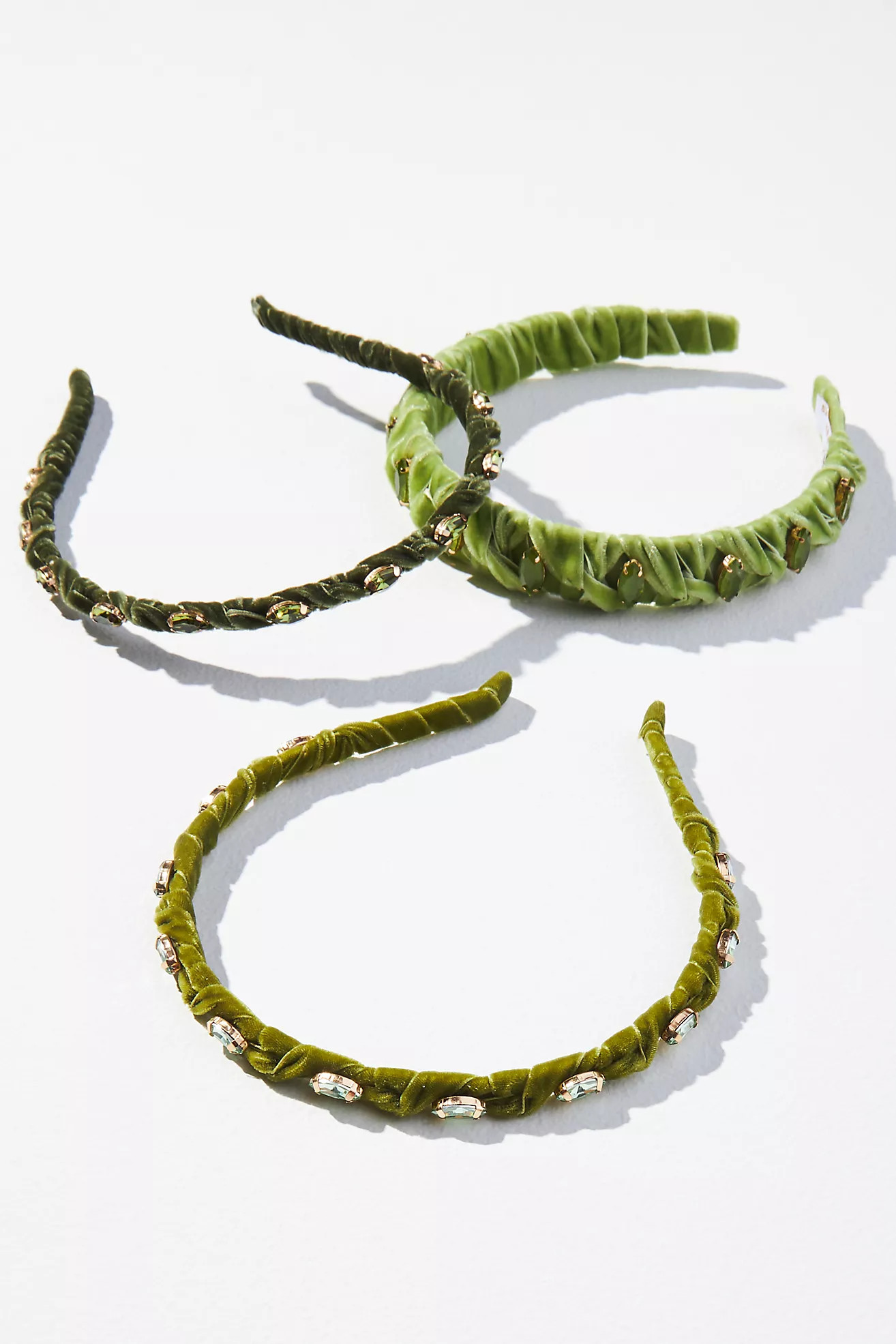 Violet and Brooks Set of Three Velvet Crystal Headbands | Anthropologie (US)