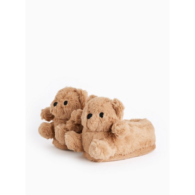 Mini Me Kids' Novelty Brown Teddy Bear Slippers 10-11 Infant | Tu Clothing