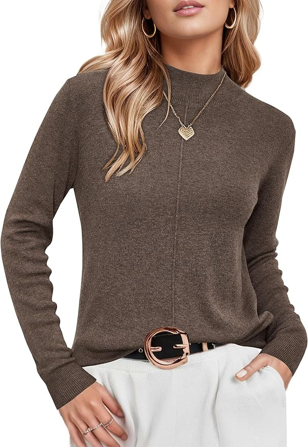 Arach&Cloz Women's Wool Blend Fall Sweaters Mock Neck Business Casual Outfits | Amazon (US)