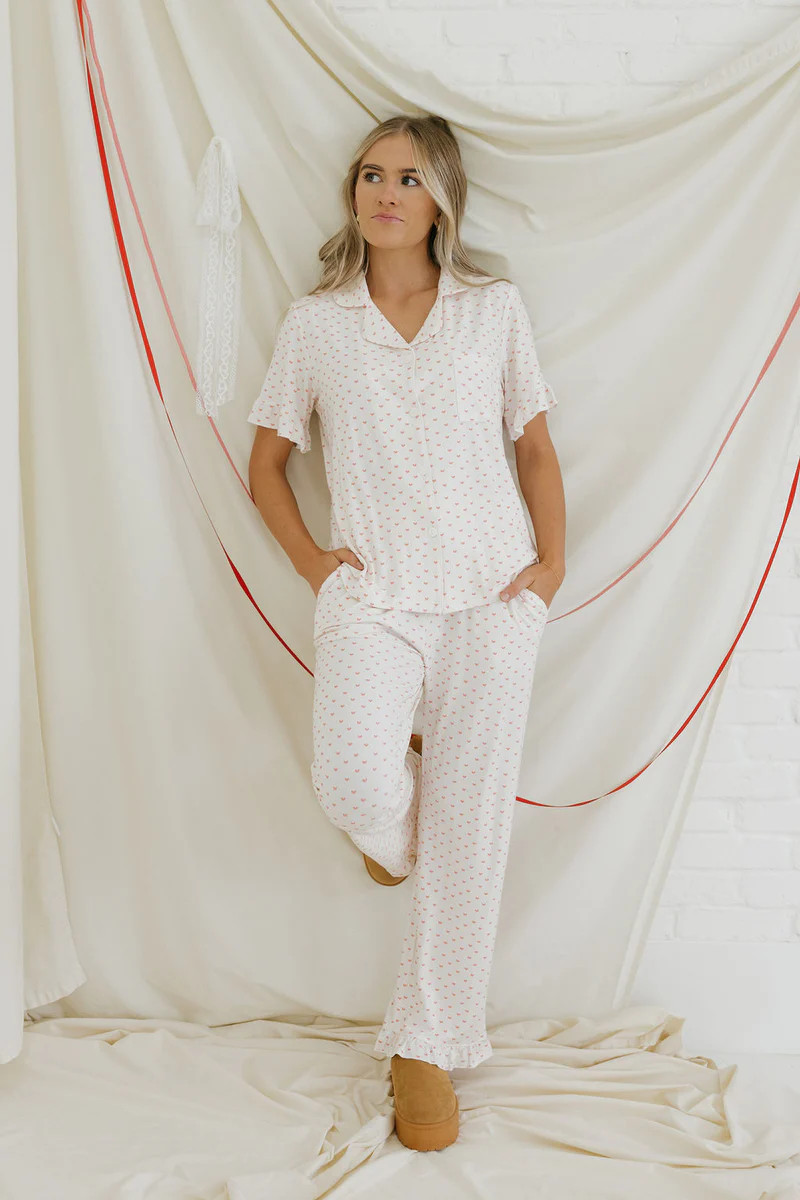 Sweetheart PJs-Ivory/Pink | Love Olive Co