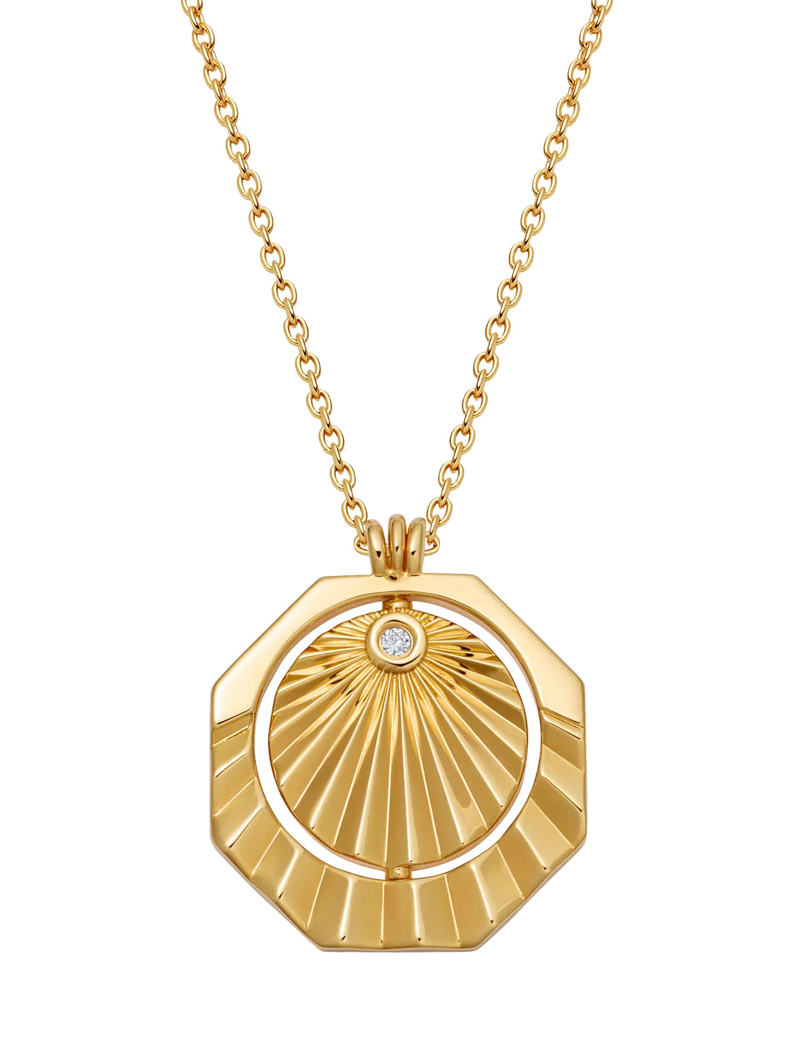 Astley Clarke Celestial Sunrise Spinner Necklace, Gold | John Lewis (UK)