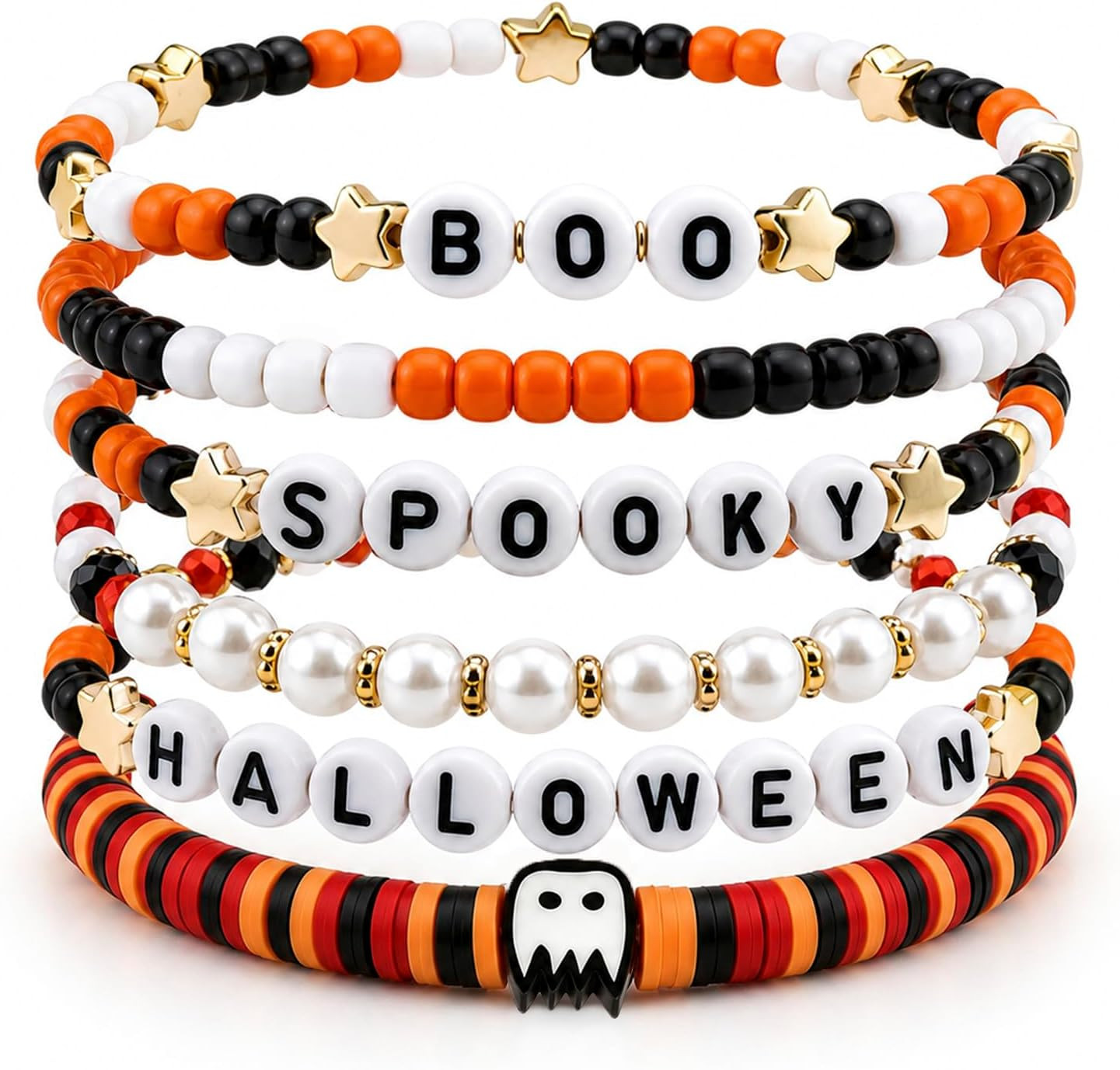 6Pcs Friendship Bracelets for Halloween Christmas Clay Bead Bracelets | Amazon (US)