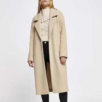 Brown long line relaxed coat | River Island (UK & IE)